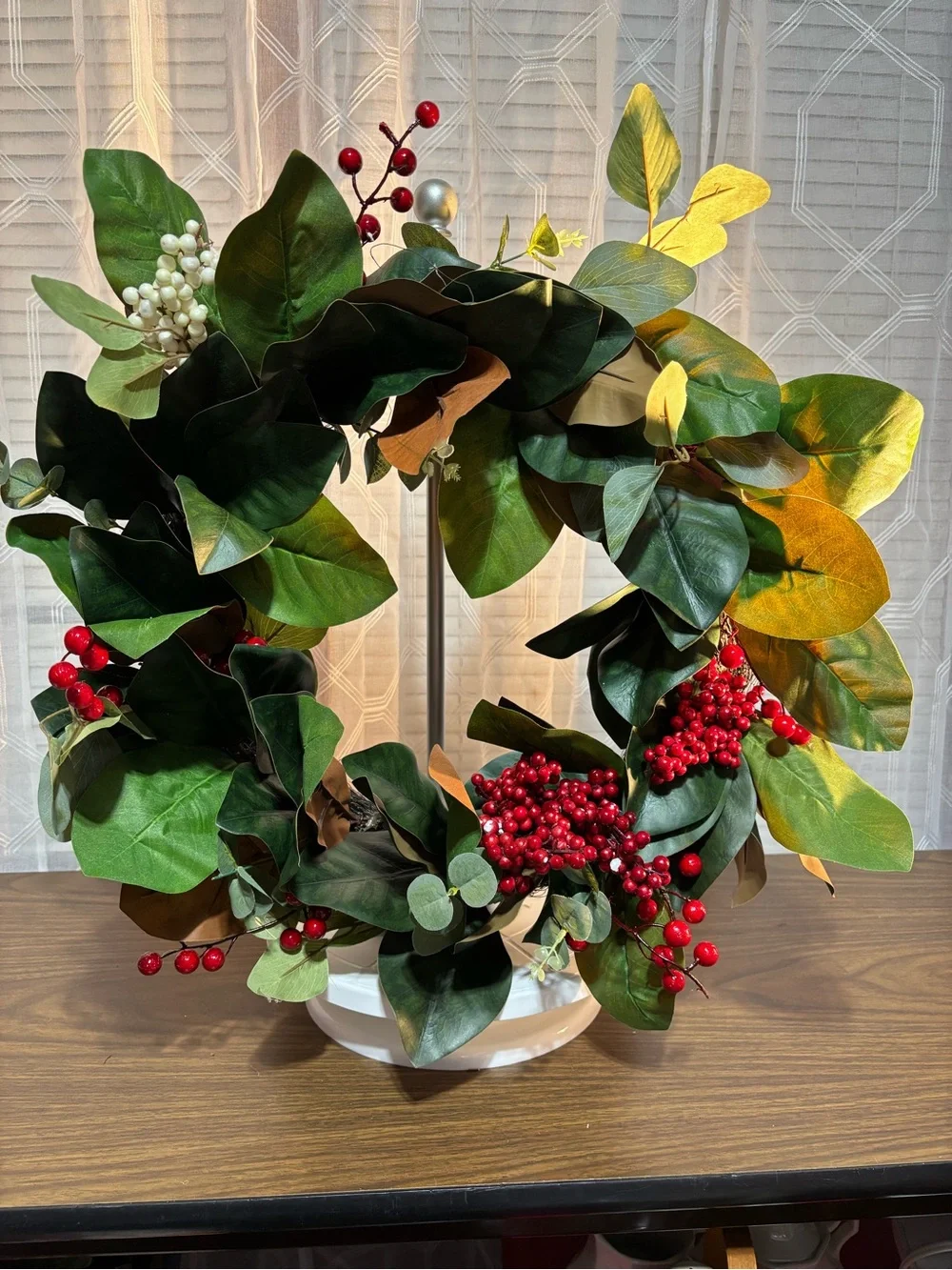 Holiday Magnolia and Berry Wreath - Green and Red 20”
